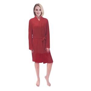 Womens Soft Robe Waffle Knit Lightweight Spa Shower Bathrobe Kimono One Size Red